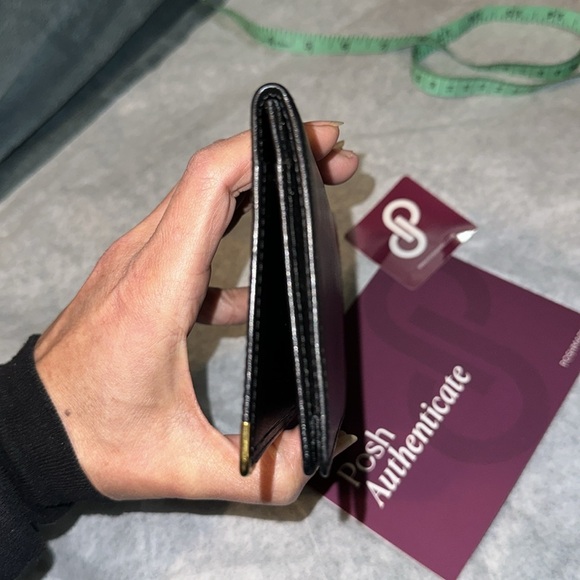 Dunhill black wallet / checkbook holder with gold details and card slots - Picture 7 of 8